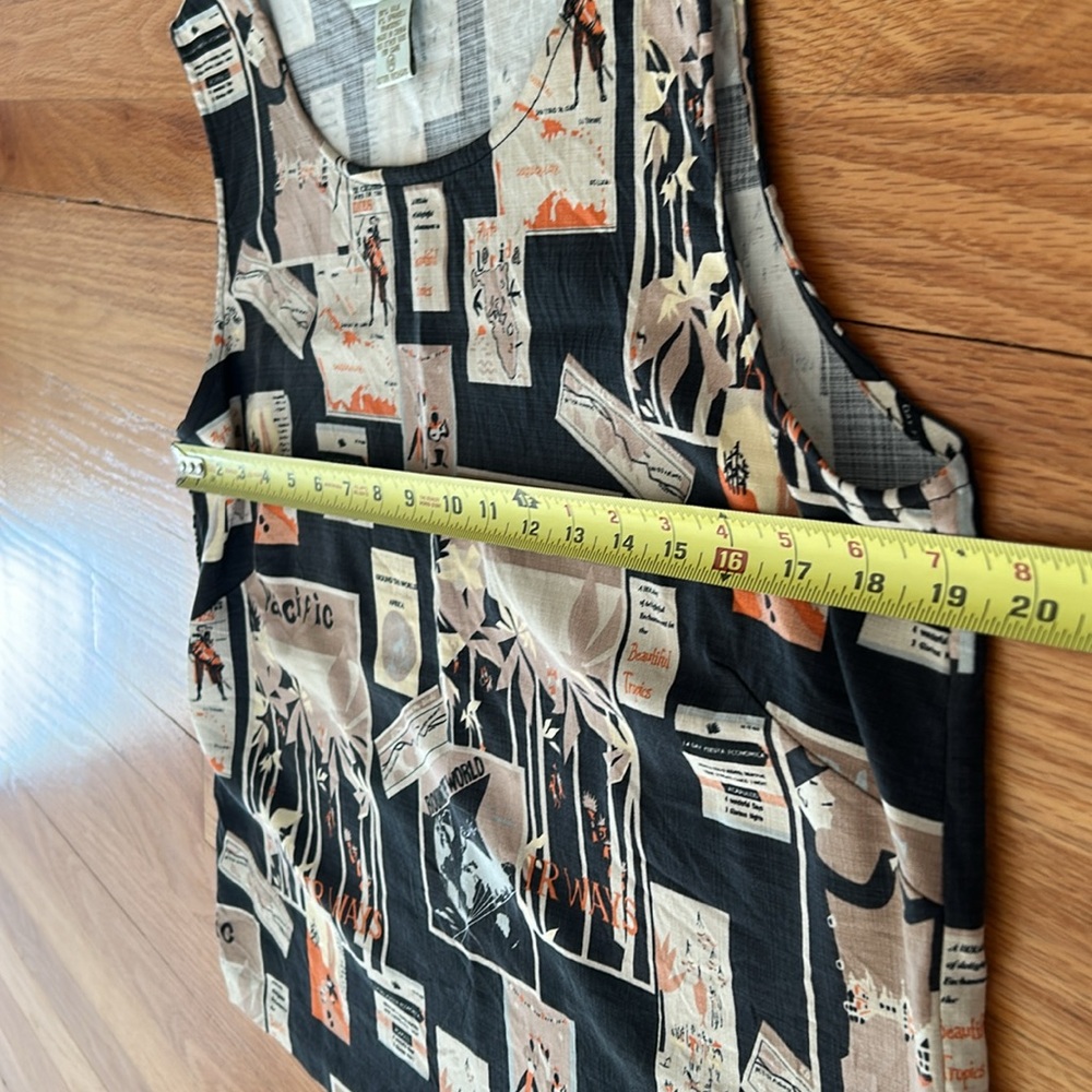 Tori Richard Vintage Silk Cream/ Black Graphic Tank Top, 14 - Picture 5 of 6